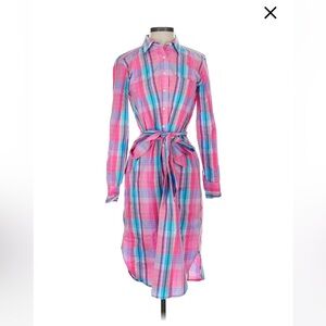 J Crew 8 Tall Plaid shirt dress with sash